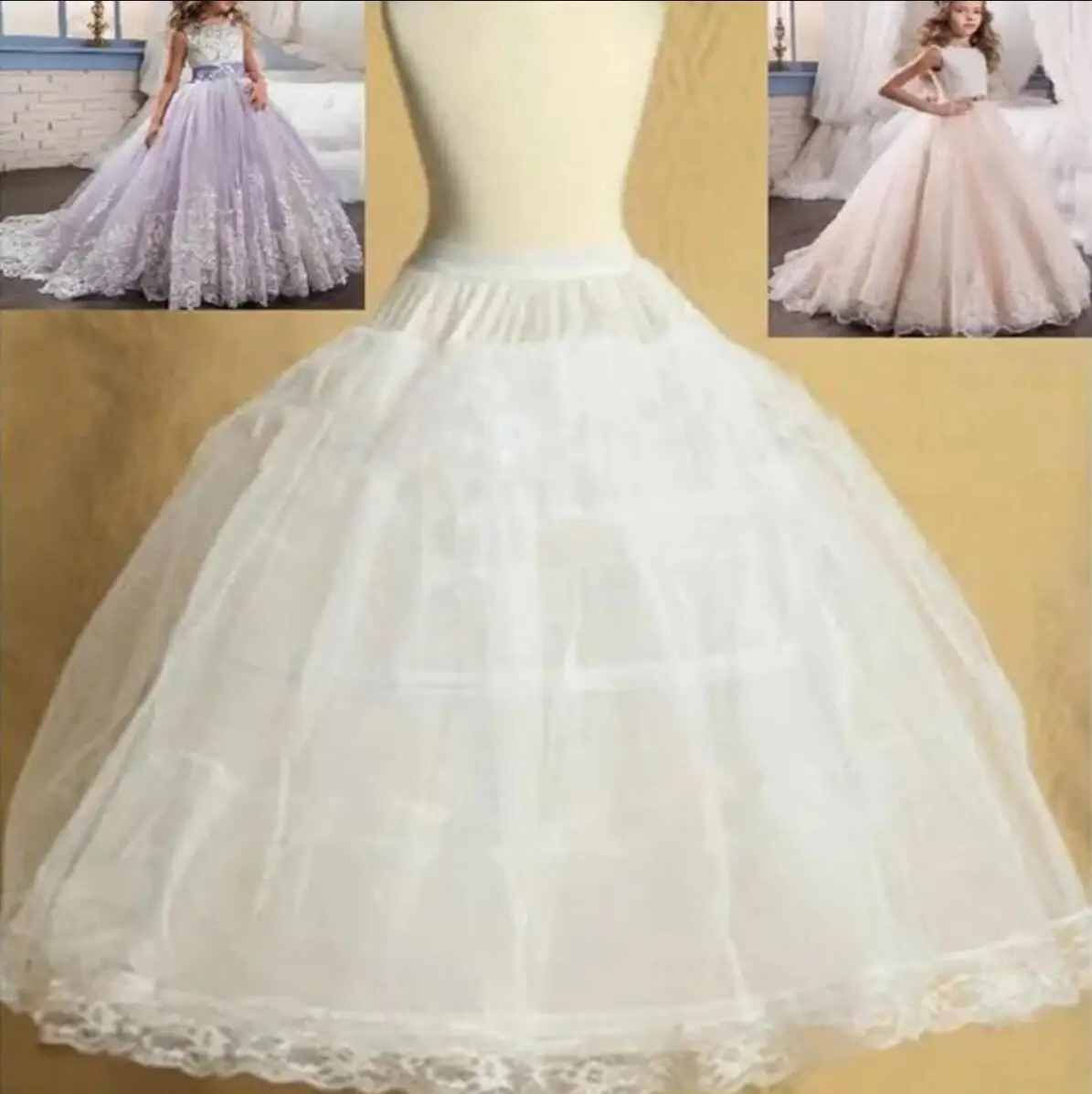 Kids Petticoats for Flower Girls Dresses Little Girls Crinoline 3Hoop Skirt Petticoat Lolita Skirt Underskirt Vestido De Novia