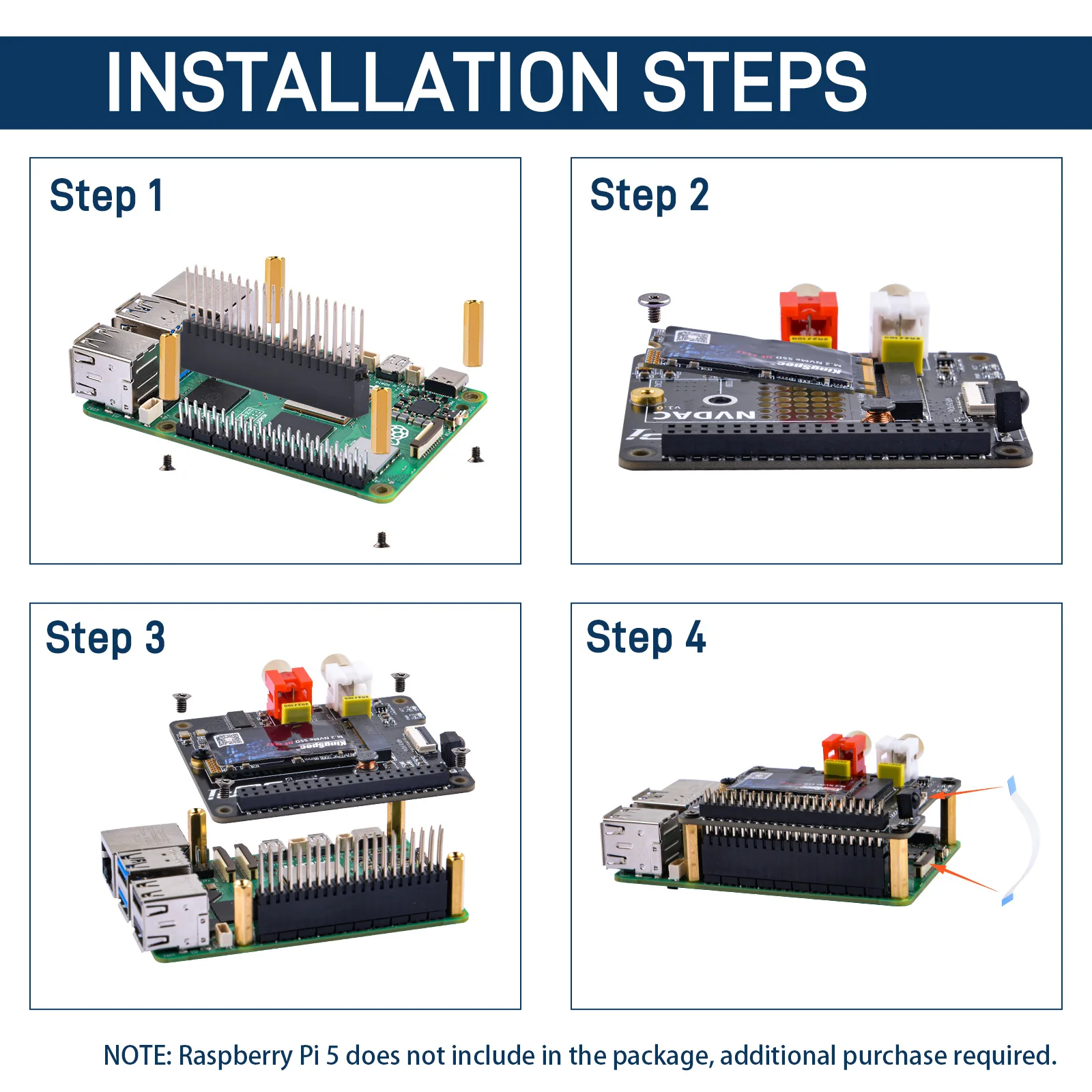 Imagem -06 - Raspberry pi Placa Adaptador de Expansão Nvdac Suporte Hifi Dac Ssds Nvme 2230 2242 52pi