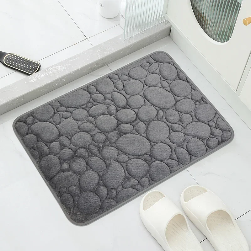 Non Slip Bathroom Mat Cobblestone Embossed Bath Mats Absorbent Doormat Carpet Door Floor Mats Machine Washable Quick Drying