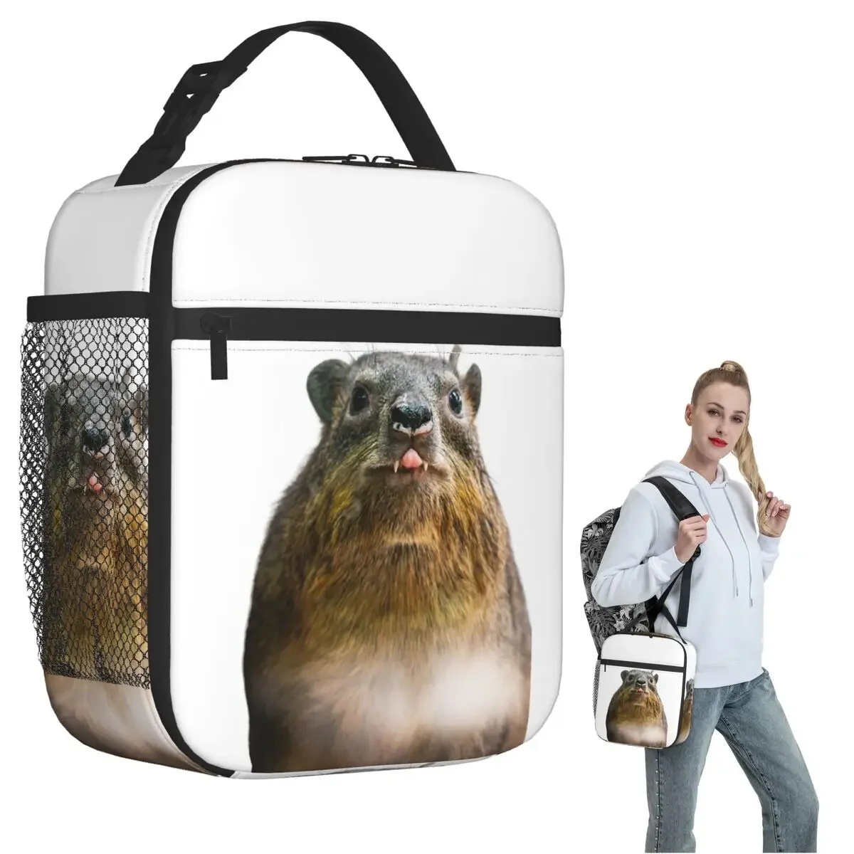 Rock Hyrax Photo Cute Vampire Potato Insulated Lunch Bag for Women Kids Portable Food Boxes Thermal Lunch Box Tote