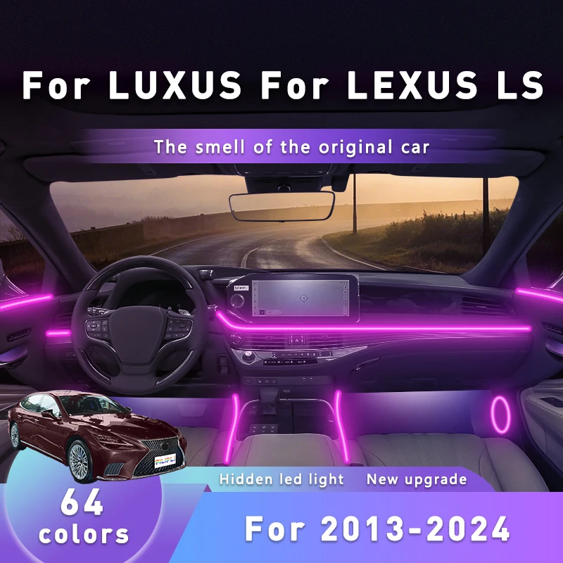 

FILIPLI для LEXUS LS для 2019, сделай сам, киберпанк, акриловый автомобильный окружающий свет, 64 RGB, Bluetooth, управляемая музыка, синхронизация, внутренний свет автомобиля
