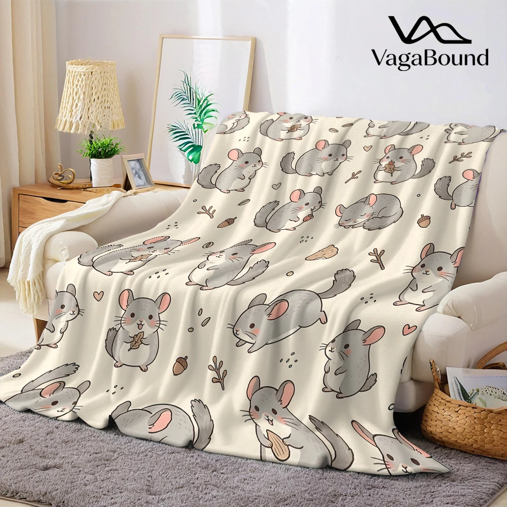 Cream Chinchillas Acorns Cozy Flannel Fleece Blanket Lightweight Plush Throw Blanket for Sofa Bed Travel Camping Warm Blanket