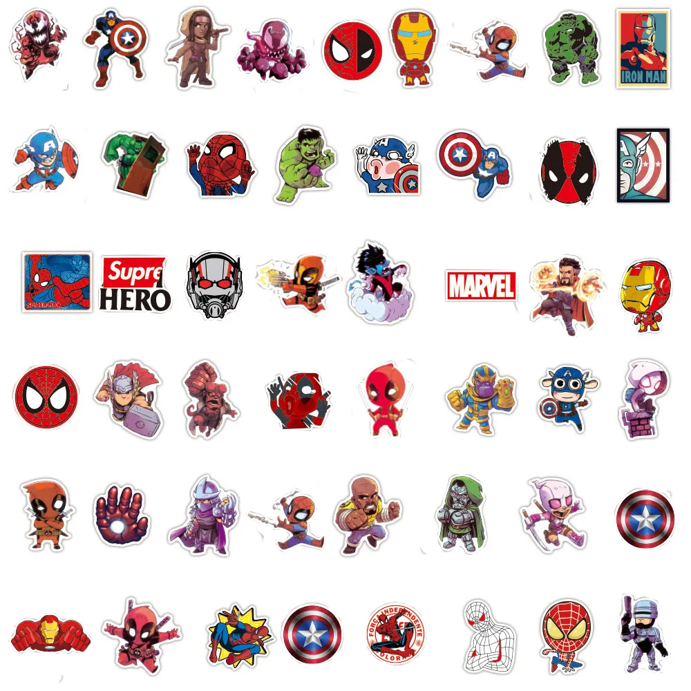 10/30/50/100pcs Disney Marvel The Avengers Stickers Super Hero Decals Skateboard Laptop Motorcycle Waterproof Sticker Kids Toys