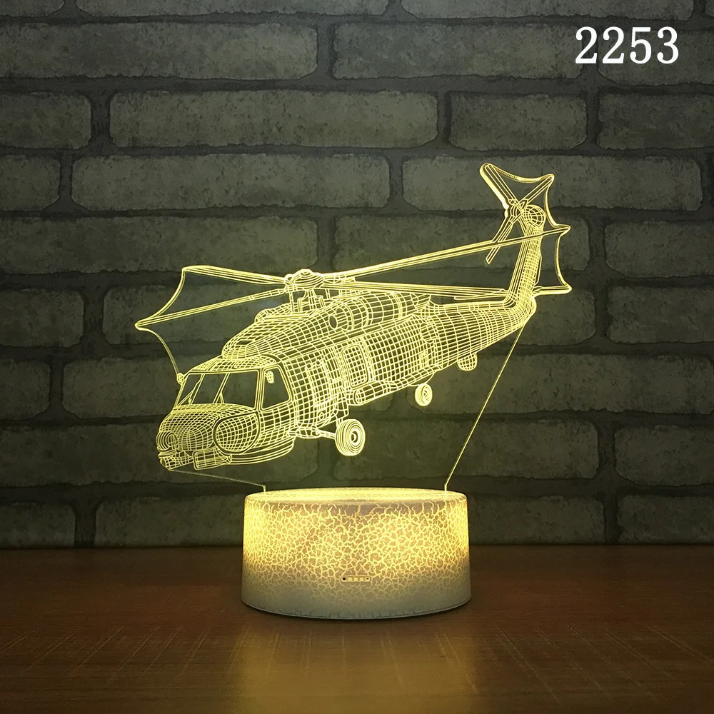 New Cross Border Helicopter Night Lights Colorful Touch 3d Visual Lights Lovely Cartoon Children's Toys Led Lights