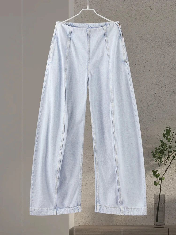 

Уличные джинсовые свободные брюки, женские модные длинные широкие брюки с высокой талией, однотонные брюки, женские 2320, повседневная осенне-зимняя женская верхняя одежда