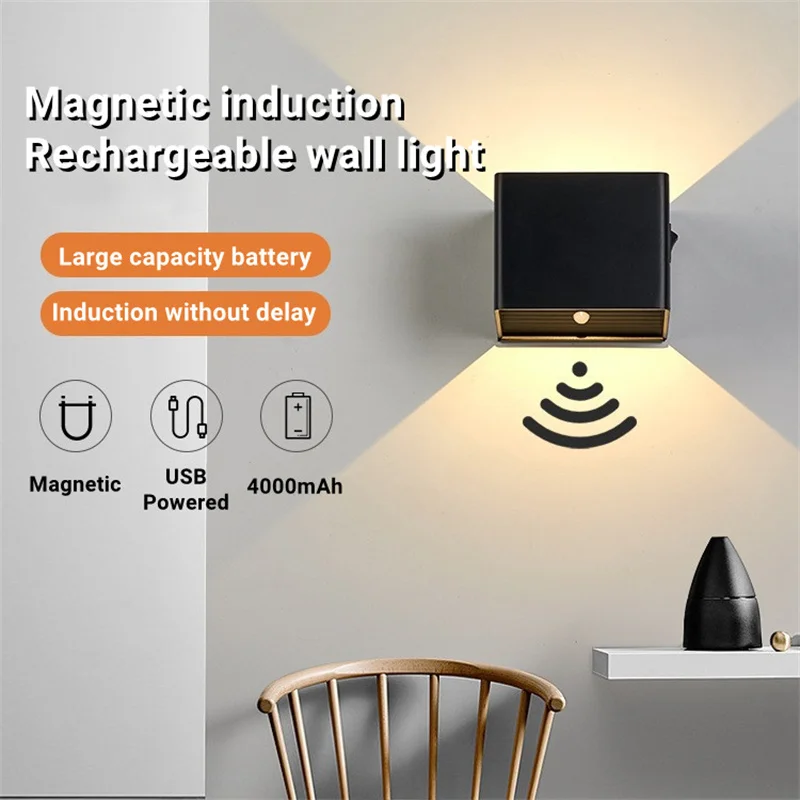 

USB Rechargeable LED Wall Light for Bedside Bedroom Corridor Human Body Sensor Night Lamps Magnetic Sconce Home Decor Lighting