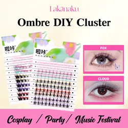 LAKANAKU Ombre Color Cluster Lashes DIY Eyelashes for Cosplay Festival Makeup Party Beauty