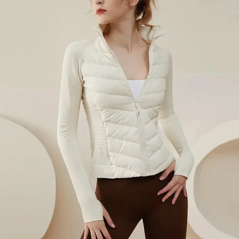 Veste de sport légère rembourrée pour femmes, manteaux isolants coupe-vent d'épissure, pour course à pied, Yoga, Fitness, automne et hiver