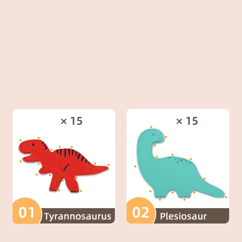 ไม้บล็อกของเล่นเด็กสัตว์ไดโนเสาร์อาคารซ้อนสูงเกมกระดานไม้ Montessori ของเล่นเด็กของขวัญ