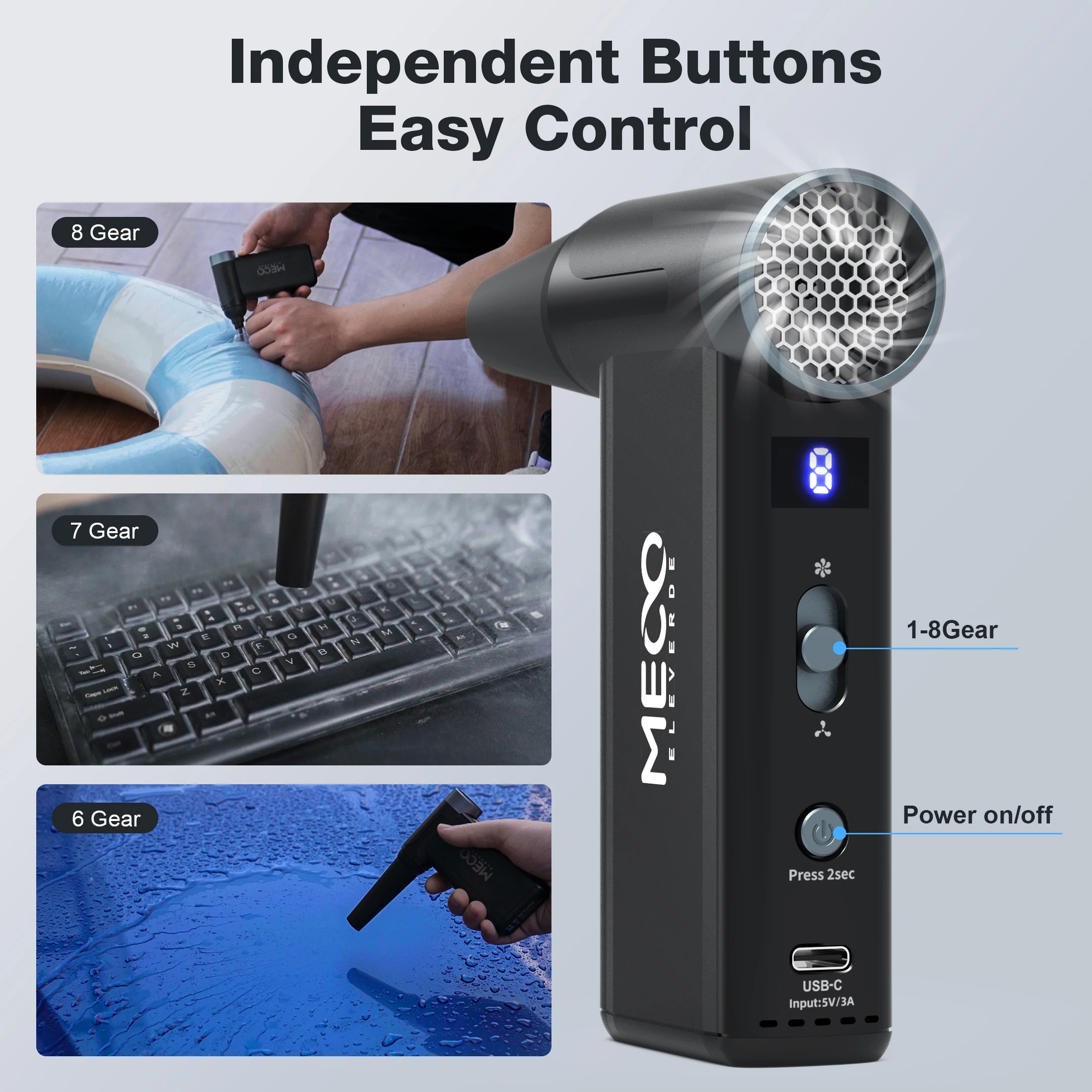 MECO ELEVERDE ME-D1 مكنسة كهربائية مضغوطة 220 فولت 1800 وات مخرج طاقة 3 تروس منفضة هواء لتنظيف لوحة مفاتيح الكمبيوتر #1