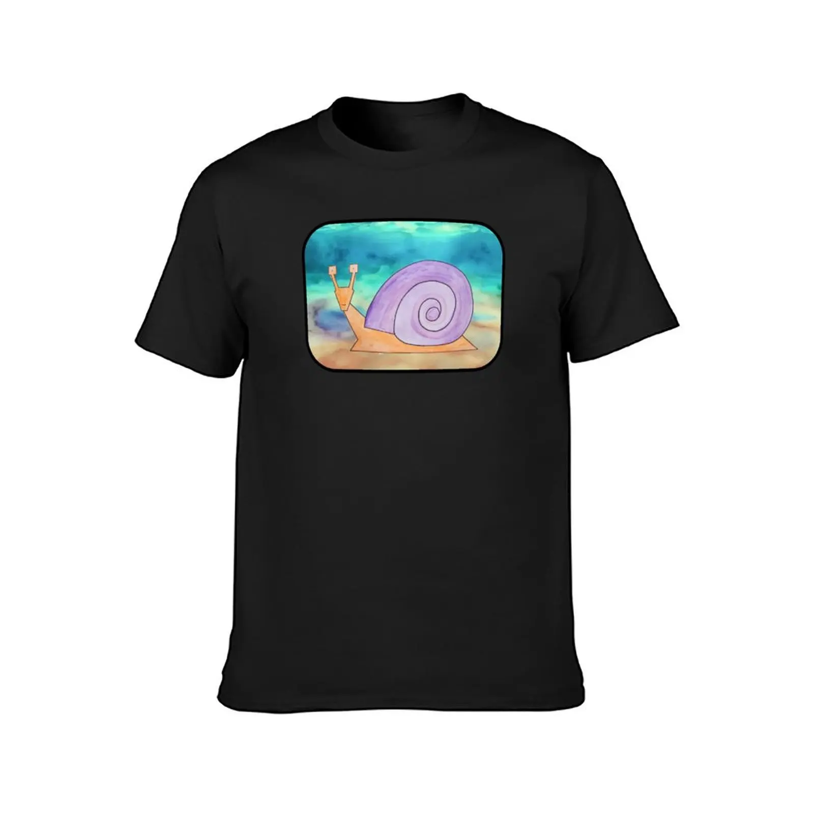 Sea Snail in Cubist Watercolor Style T-Shirt tops customs oversized new edition men clothing