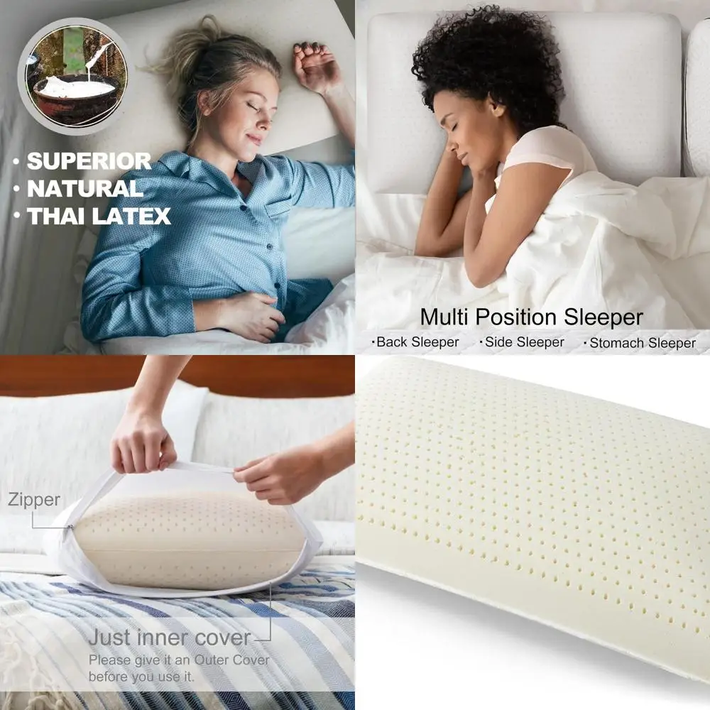 

Подушка из натурального латекса Talalay — размер королевы премиум-класса, мягкая, дышащая, снимающая давление подушка для сна со съемным хлопковым чехлом