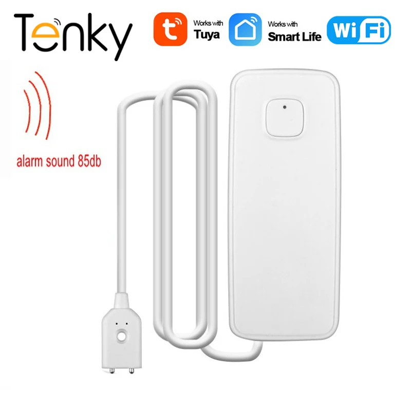 Tuya WiFi Smart Water Leak Sensor Water Overflow Level Detector Security Sound Alarm System Flood Leakage Sensor Remote Monitor