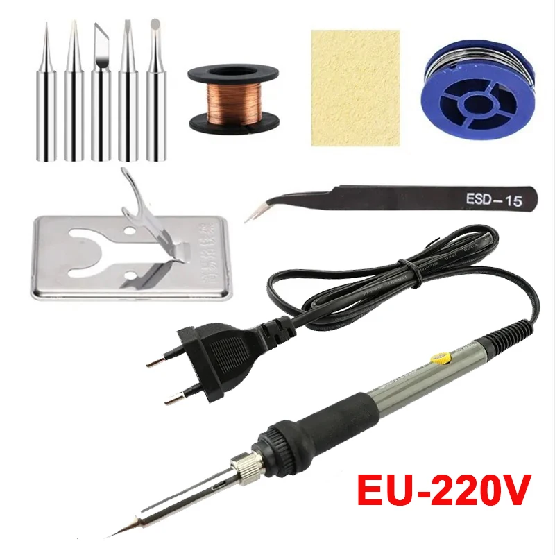 60W Verstelbare Temperatuur Elektrische Soldeerbout Lassen Ijzer Rework Station Warmte Pen Tips DIY Reparatie Tool