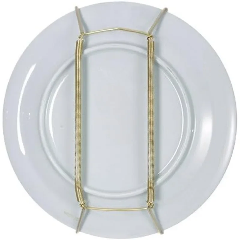 

Pro Source Plate Hanger for Wall and Mounting Hardware - Fits Decorative Plates and platters - Heavy duty polished brass