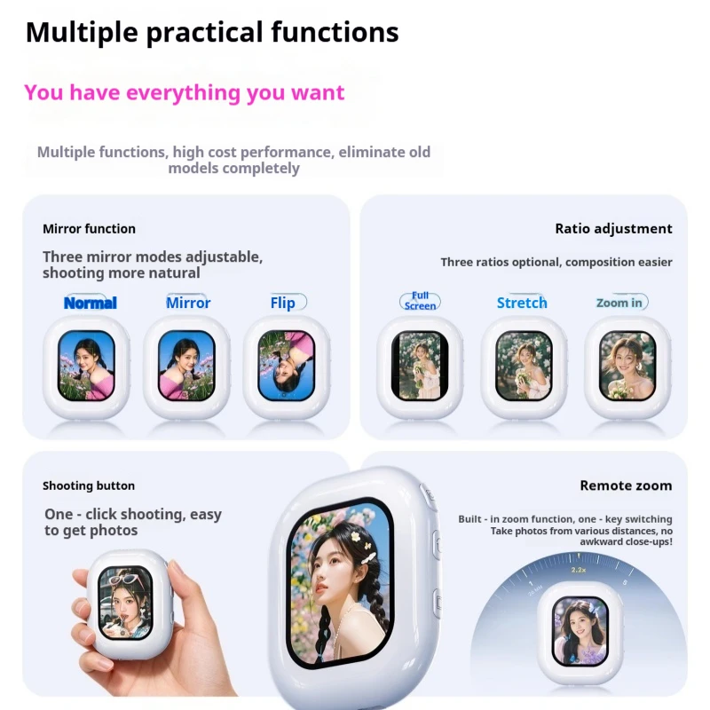 Selfie Camera High-definition Rear Magnetic Self Portrait Display Screen Photography Auxiliary Monitor for Android iphone