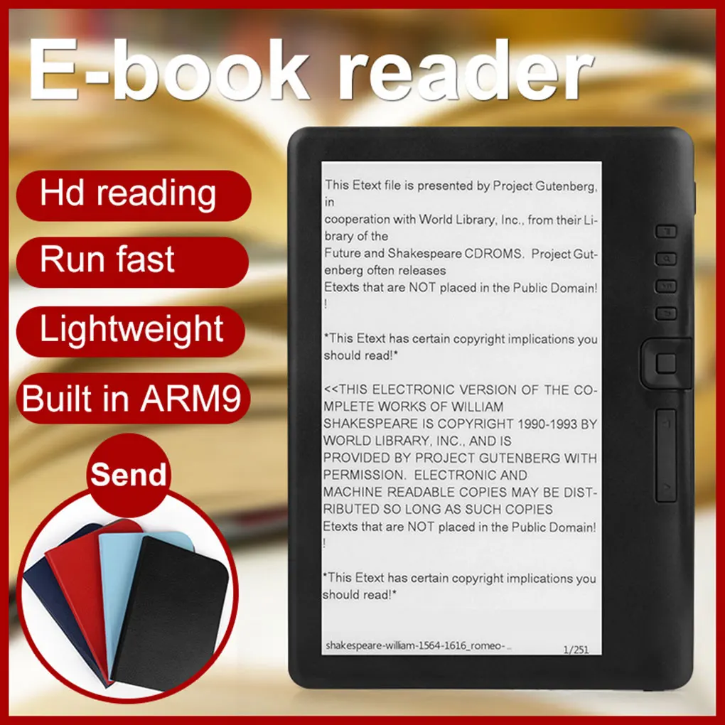 E-book Reader with 7-inch HD TFT Screen Digital MP3 Audio Music Player Tablet Black,16GB,US Plug