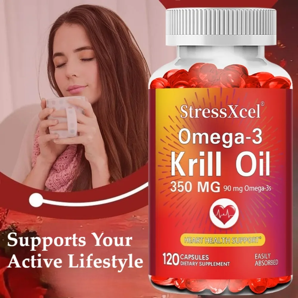 

Krill Oil + Omega-3 - Promote Joint and Skin, Heart, Cardiovascular Health, Strong Joint Mobility, Non-GMO