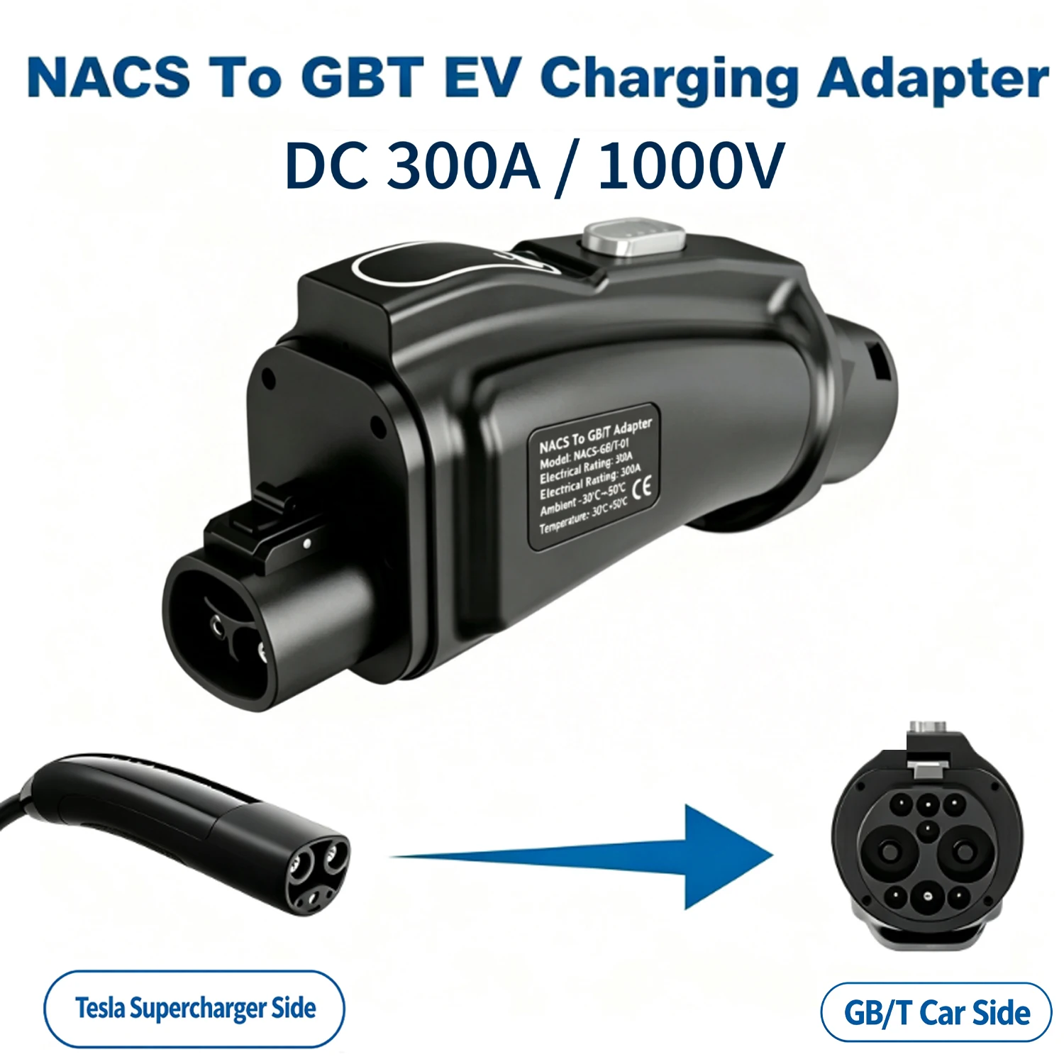 RISY NEW EV Connector NACS To GBT EV Charger 300KW 300A High Quality Electric Vehicle Charging Adapter For Tesla Chinese Cars
