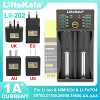 Liitokala Lii-202 EU US UK AU Plug NiMH Lithium-Battery Charger For 1.2V 3.7V 3.2V 18650 18350 18500 21700 26700 26650 AA AAA