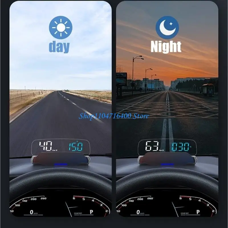 

y1gd Safe Driving Assistant HUD Easy Install OBD2 HUD Plastic for Night & Highway Use