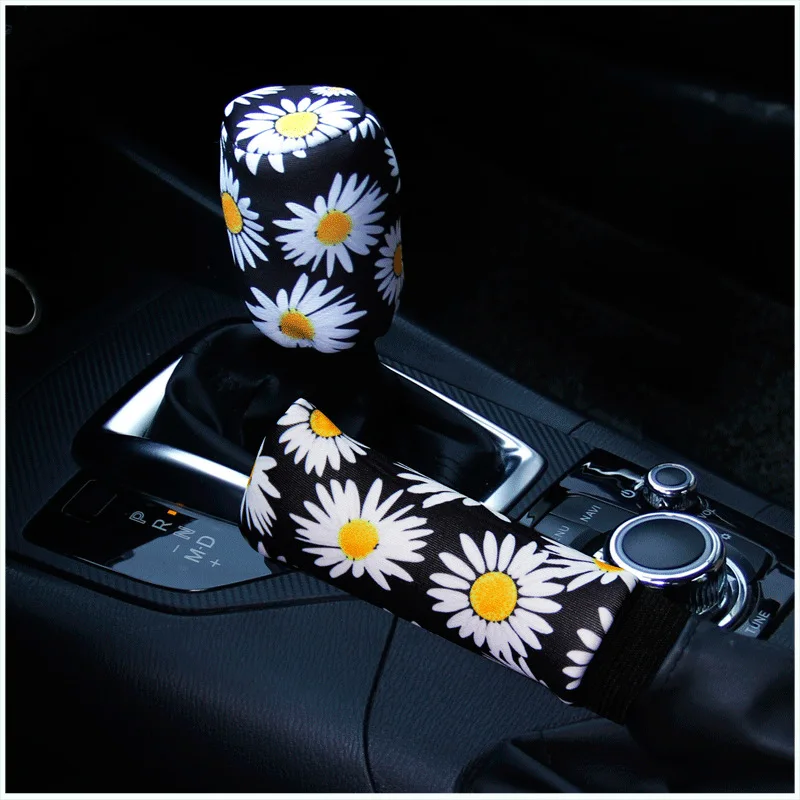 3 Pcs/Set Knitted Styling Interior Accessories Product Universal Car Cute Daisy Flower Steering Wheel Cover Car Interior