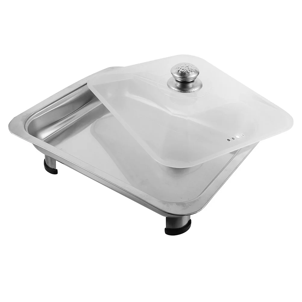 

Stainless Steel Dinner Plate Chafing Pans Buffet Tray Food Trays Fish Server Dishes for Canteen Plastic Cap Serving