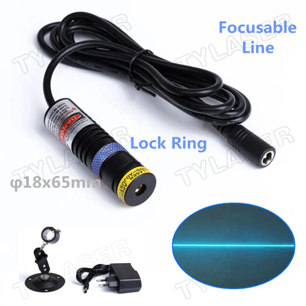 Focusable Locator D18*65mm 488nm 10mw 20mw 30mw 60mW Laser Line Module (FREE with EU Adapter ) For Wood Stone Cutting Machine