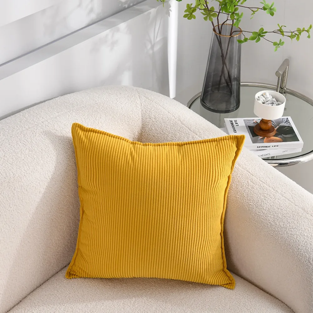 

Bedding Japanese style Corduroy Striped Throw Pillow Cover Square Solid Color Sofa Pillowcase Soft Thickened Cushion Cover Couch