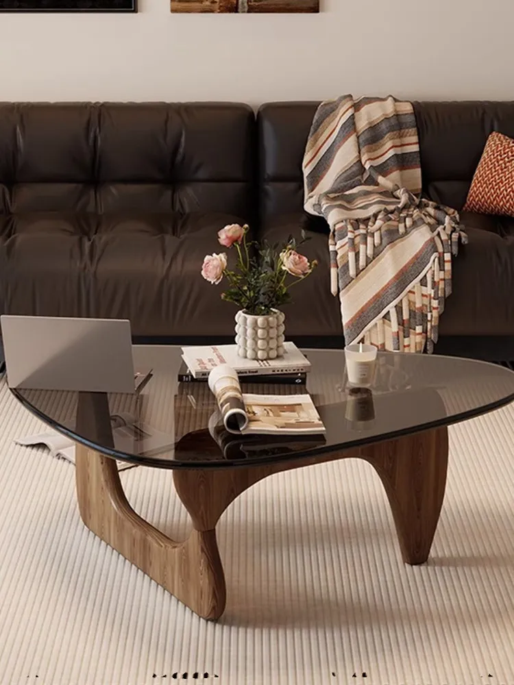 

Medieval style glass coffee table household living room small apartment light luxury modern Internet celebrity