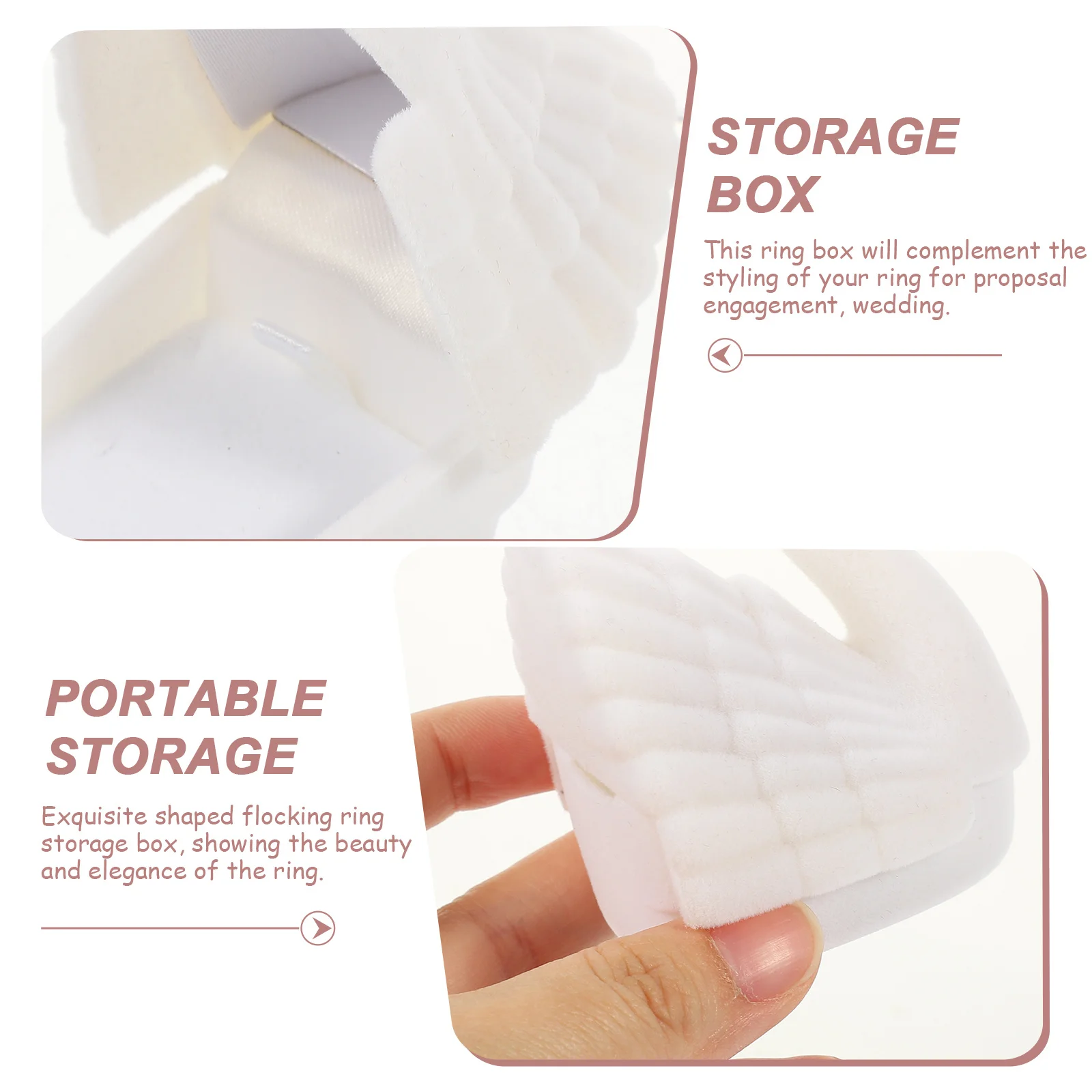 

Ring Box Jewelry Storage Swan Shape Flocking Material Earrings Case Gift for Wedding Engagement Anniversary Packaging