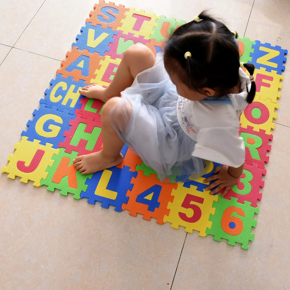 36pcs/pack 14cm Big Mats Children EVA Foam Spanish Alphabet Letters Numbers Floor Soft Baby Mat 3D Puzzle Kids Educational Toys