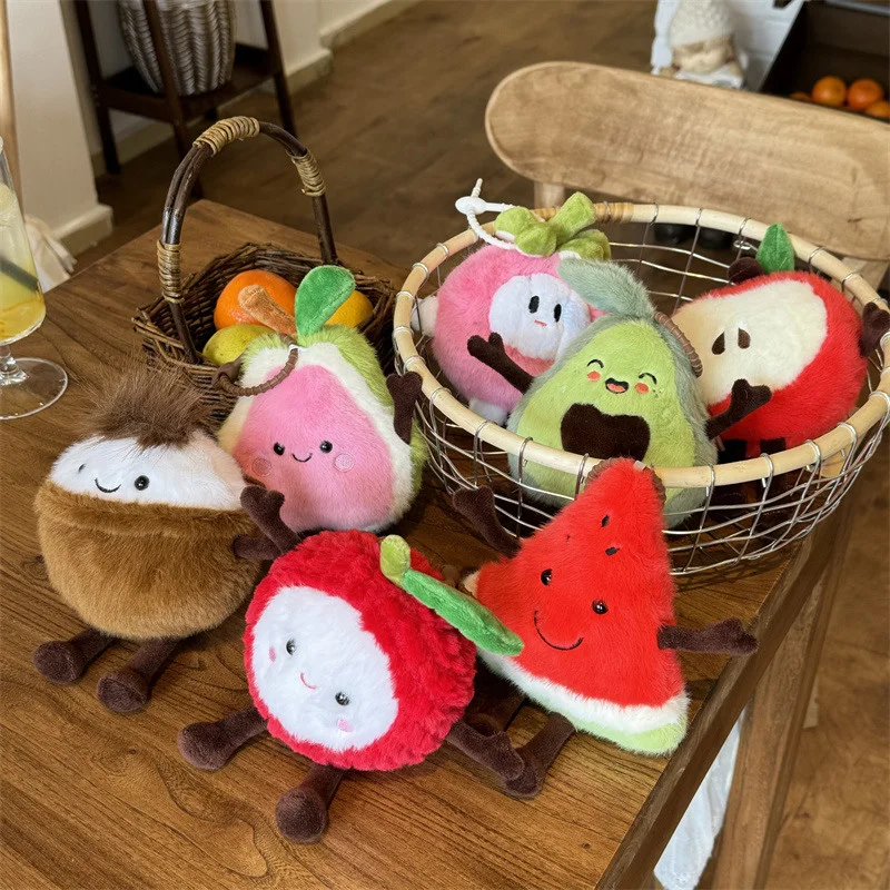 Liontin Tas Sekolah Kunci Mewah Semangka Kelapa Apel Kartun Kawaii untuk Anak Perempuan Hadiah Ulang Tahun Anak-anak Mewah Buah Boneka Cantik