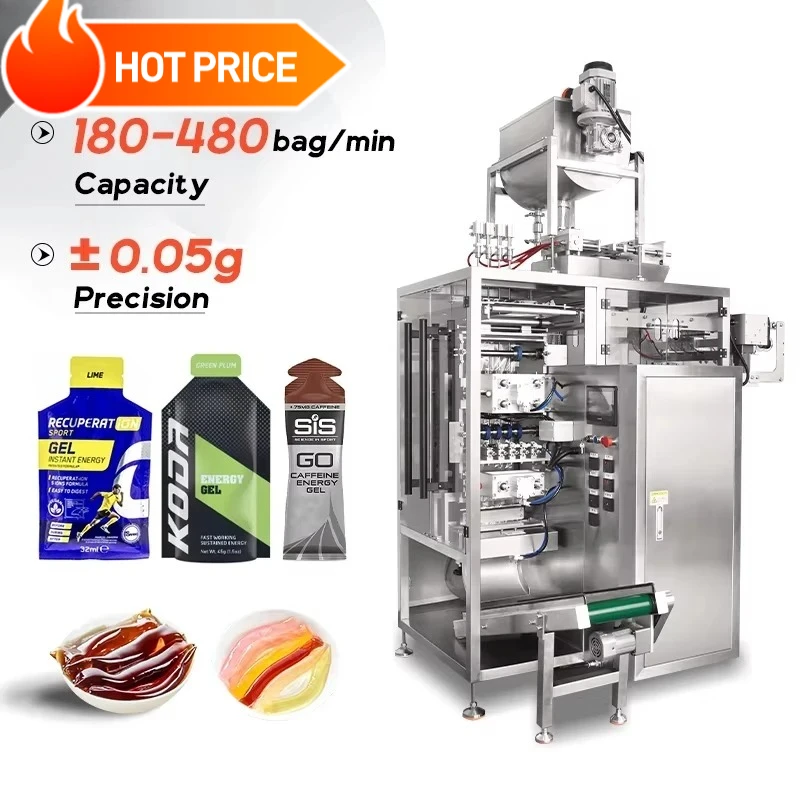 4 Lanes Multi-channel VFFS Packaging Machine For Irregular Jelly Energy Gel Stand Up Pouch Filling