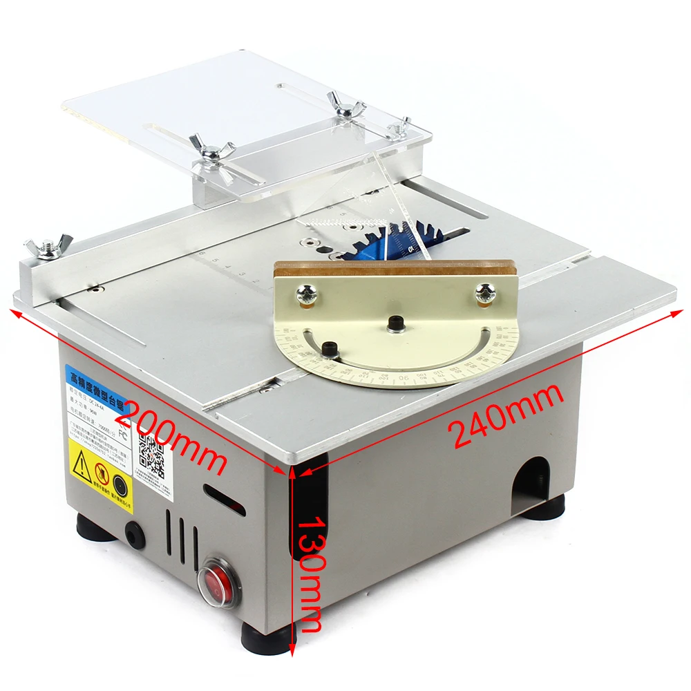 Mini scie d\'établi de table de précision T6, outil de coupe 96W, machine de travail de calcul bricolage avec règle de poussée 90 °