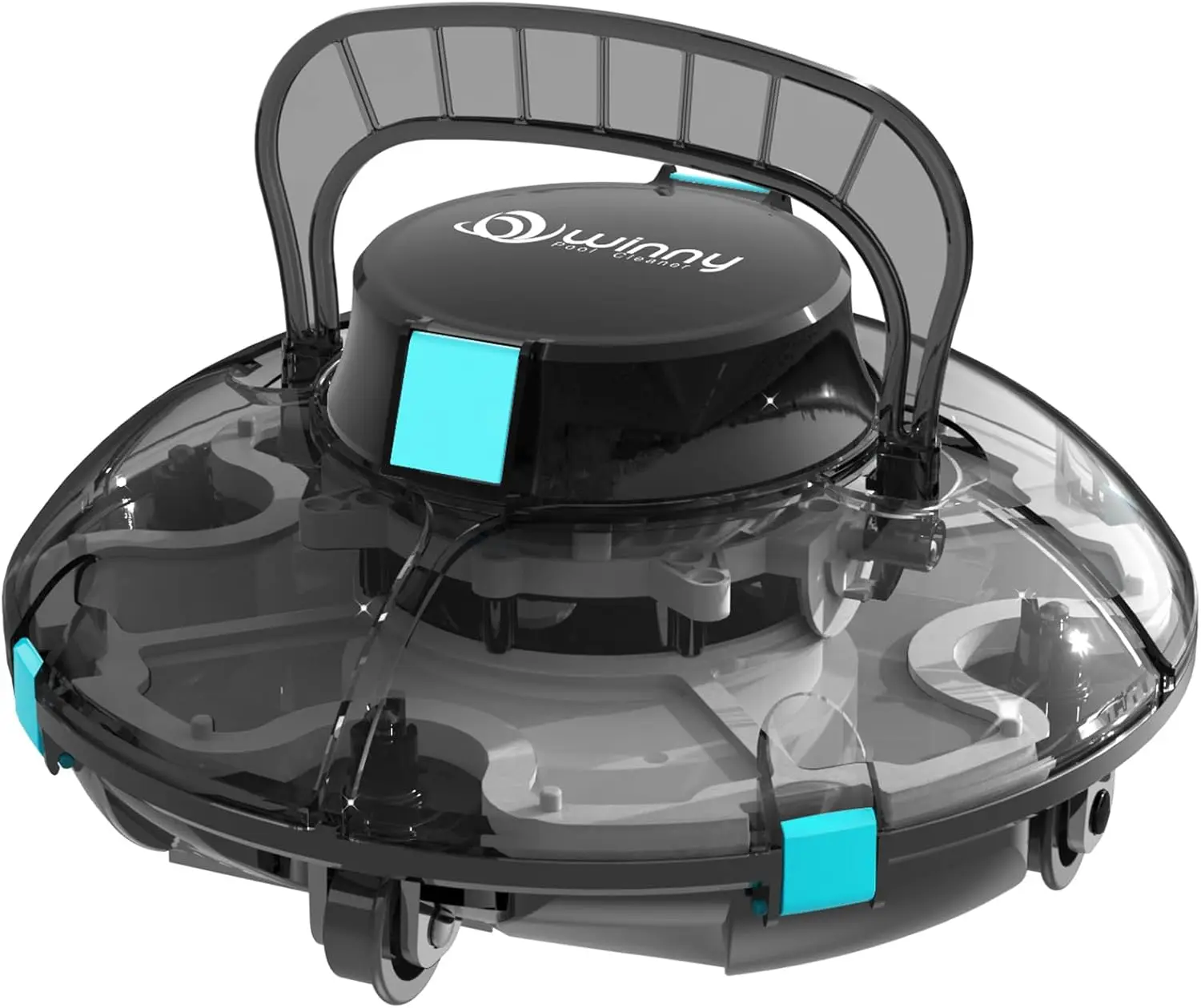 

Robotic Pool Vacuum, Cordless Pool Robot with Transparent Design, Ideal for Flat above Ground Pools up to 538 Sq.ft-Black