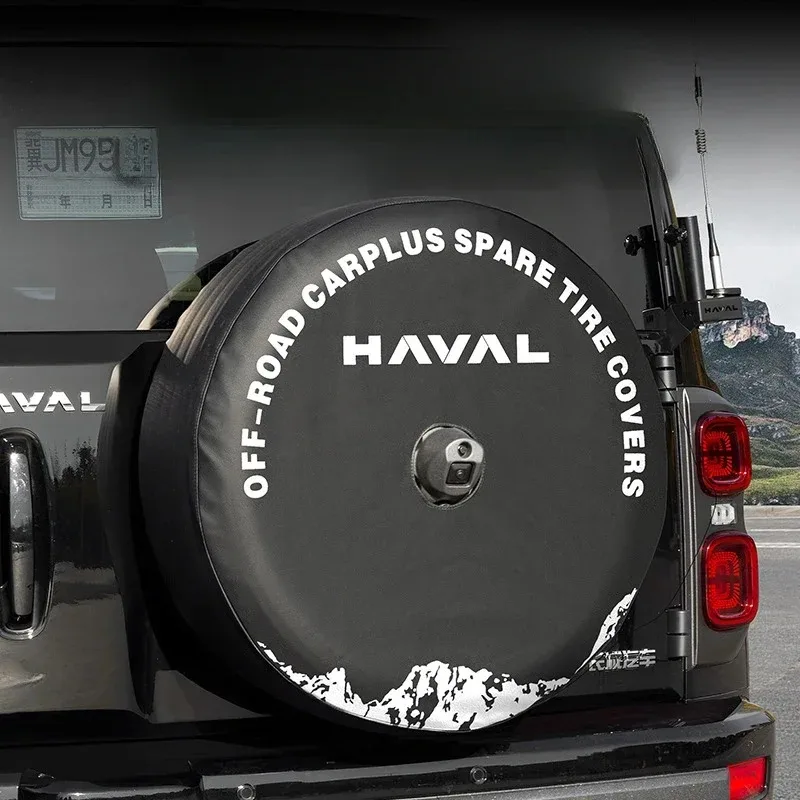 For HAVAL H9 2024-2026 Leather Black Car Rear Spare Tire Protective Cover Trim Exterior Car Accessories