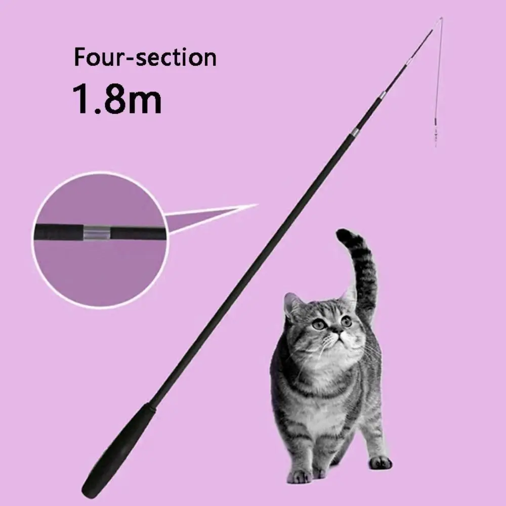 1.8m Cat Teaser Stick Four-section Catcher Toy Cat Interactive Stick Fishing Rod Telescopic Fishing Pole Wand Pet Supplies