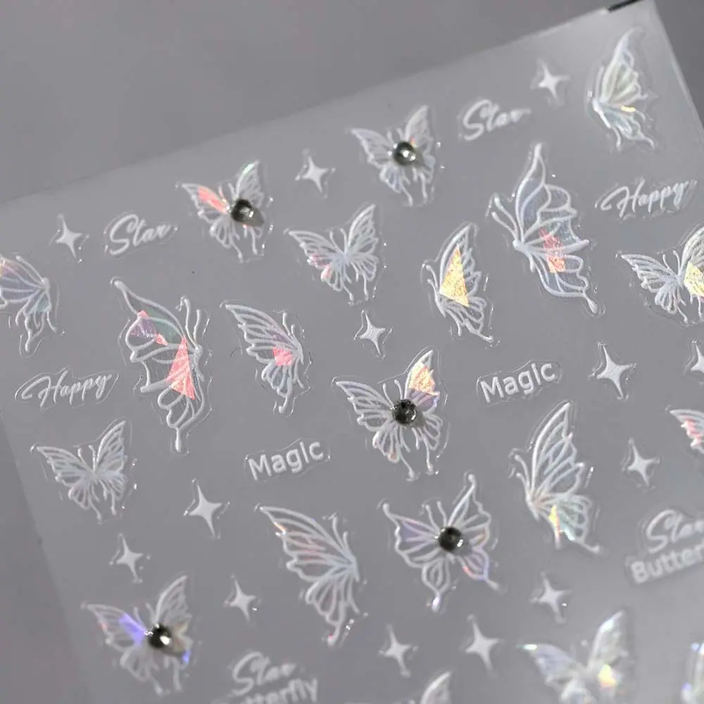 Crystal Stickers Butterfly Nail Stickers DIY Nail Charms Manicure Ornaments Butterfly Nail Decals Aurora Bronzing Butterfly