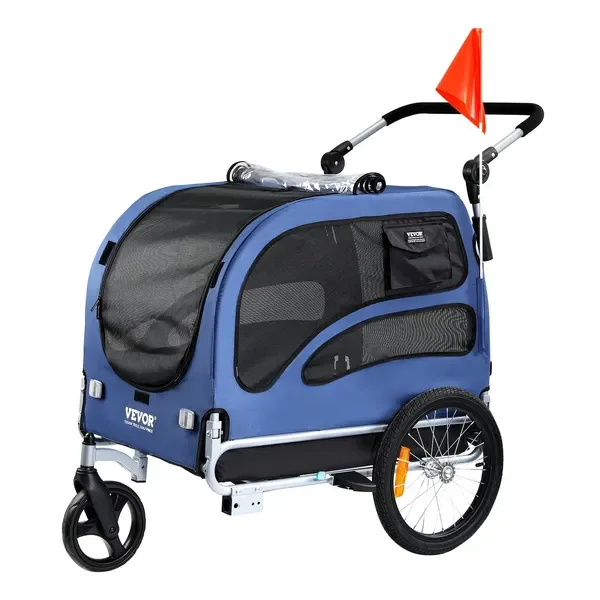 

Dog Bike Trailer, Supports up to 100 lbs, 2-in-1 Pet Stroller Cart Bicycle Carrier, Easy Folding Cart Frame with Quick