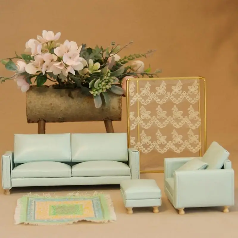 

Миниатюрный комплект мебели для кукольных домиков, масштаб 1/12, мягкая ткань, диван для гостиной, простой диван для моделей,