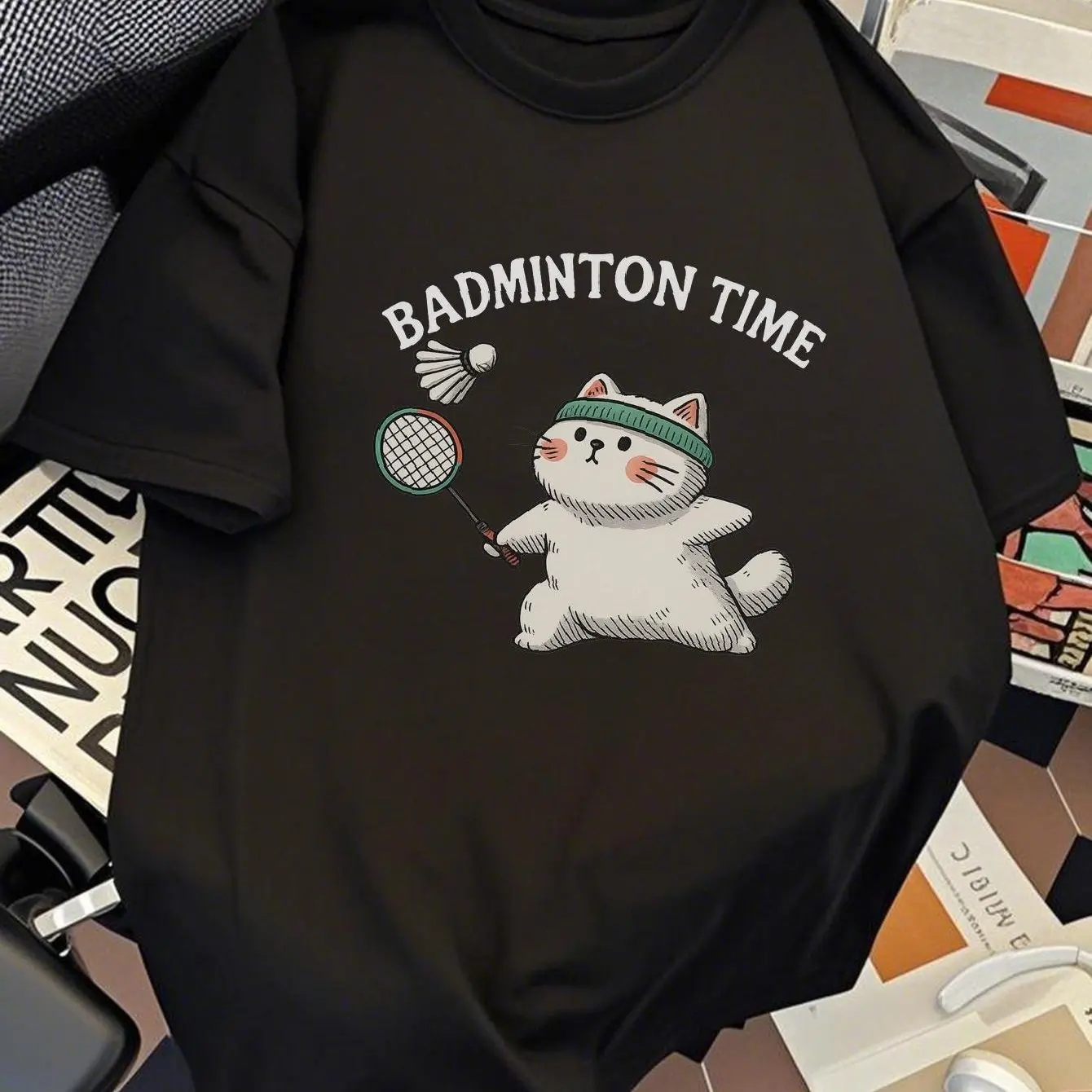 The Latest Men's Pure Cotton Washable Short-sleeved Badminton Shuttlecock in 2025, Breathable and High-quality Ins Y2k