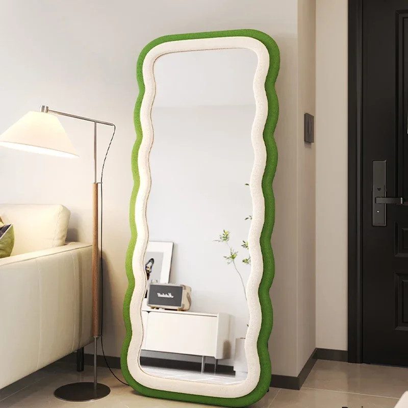 Wavy Living Room Mirror Girls Irregular Cute Long Luxury Nordic Aesthetic Mirror Full Body Portable Spiegel Wand Home Products