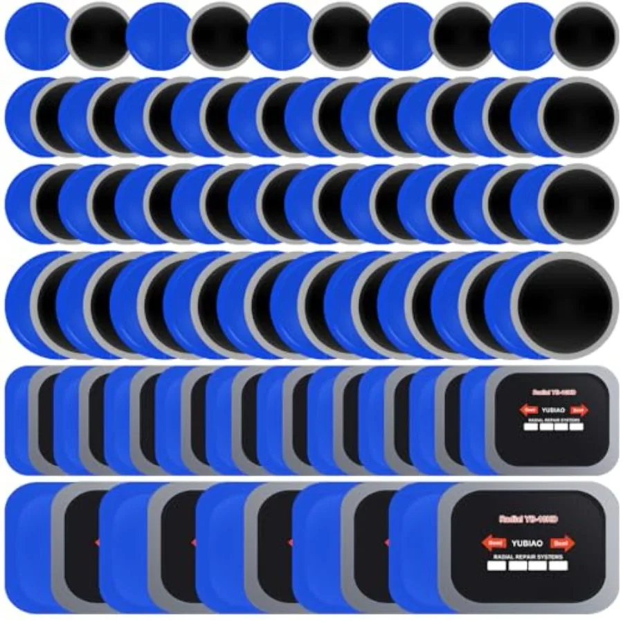 

100 Pcs Tire Patches 5 Sizes Rubber Radial Tire Repair Patch Plug Kit Heavy Duty Emergency Repair Tool for Puncture Car Truck B