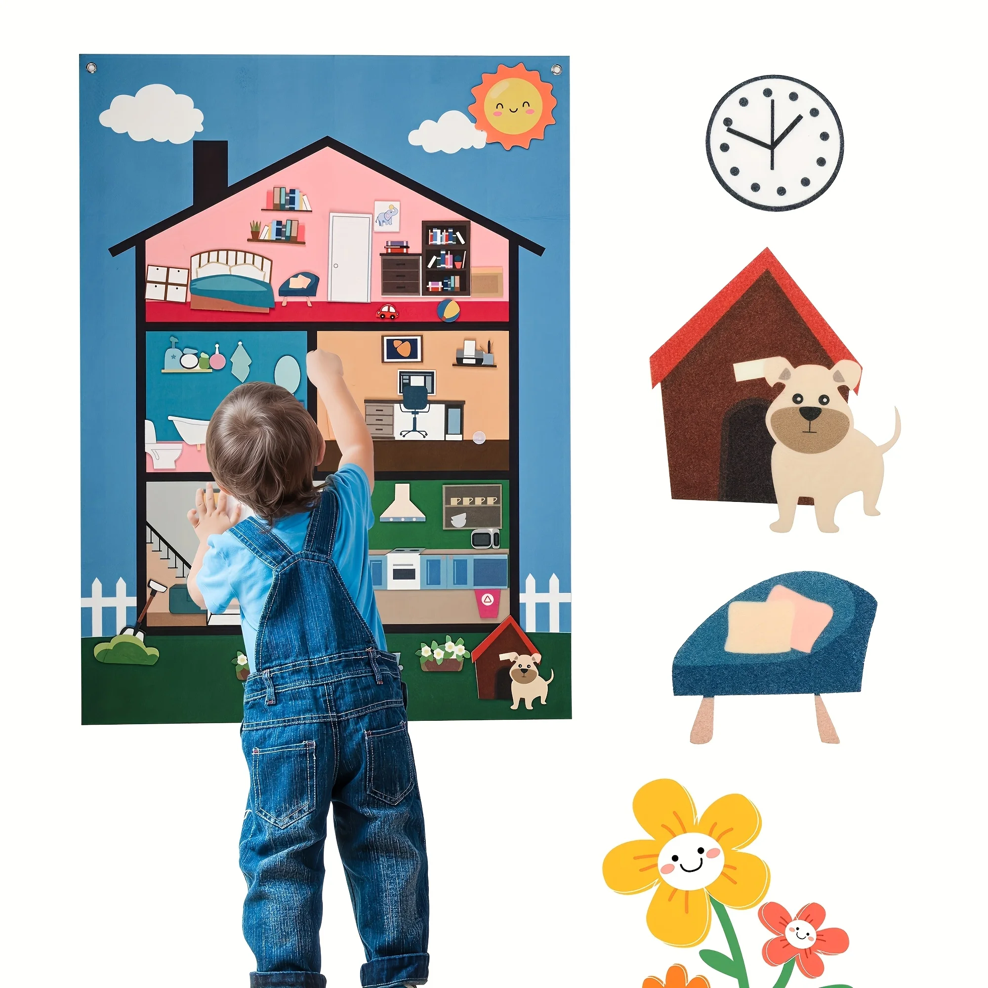 Set de Historias en Fieltro, Accesorios Portátiles para Contar Historias, Juegos Interactivos para Niños, Pósters de Actividades para Pared, Regalos para Fiestas