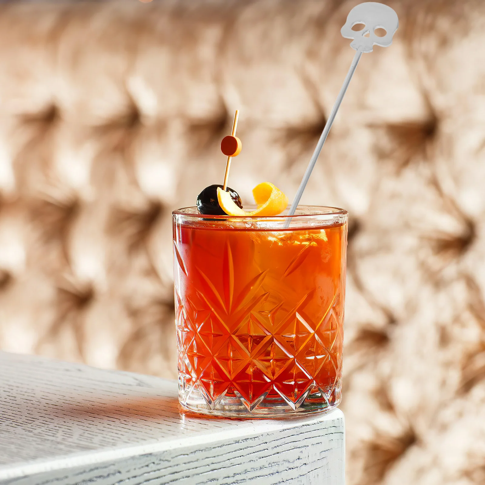 

6pcs Skull Cocktail Stir Sticks Stainless Steel Reusable Drink Mixers For Coffee Tea Beverages Bar Party Halloween Decorations