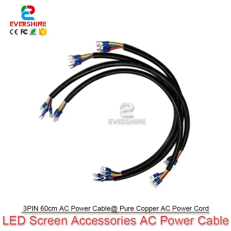 2 unids/lote 60cm de longitud 3*2,5 Cable de alimentación tipo U cuadrado AC cobre puro para pantalla de matriz LED tienda en línea de Aliexpress