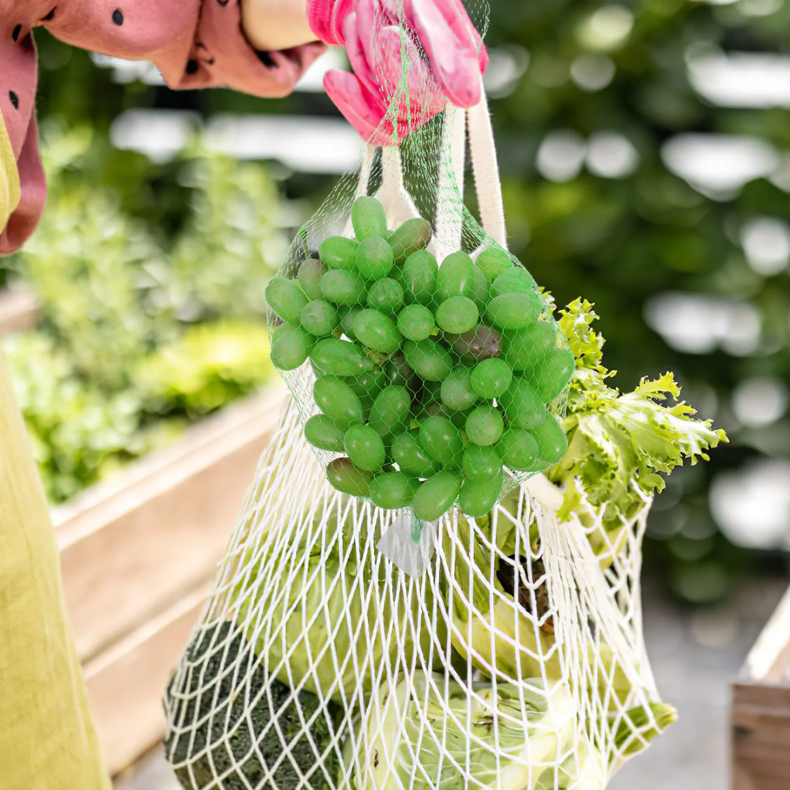 Reusable Produce Bag - 100 قطعة من أكياس الشبكة البلاستيكية
