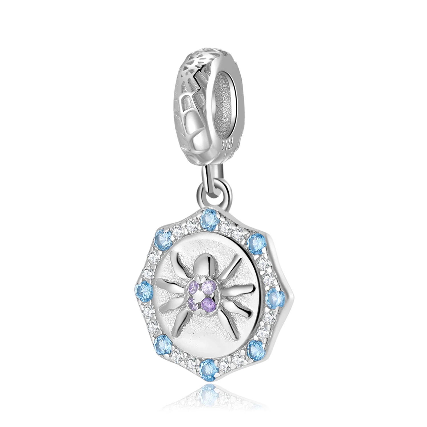 

Blue Spider Web Crawling insects Purple Spider Charm Beads for Charm Bracelet Genuine 925 Sterling Silver Pendant DIY Accessorie