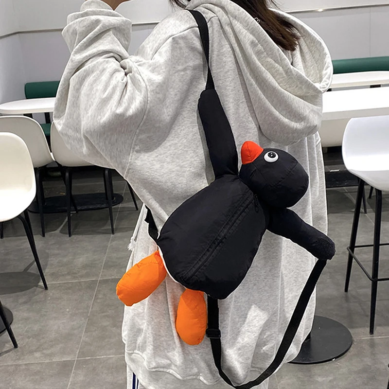 Kreslený legrační roztomilá mazlit se tučňáci batoh móda osobnost plyš panenka sáček mini pytle